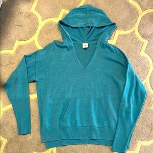 Blue V-Neck Hoodie by cabi